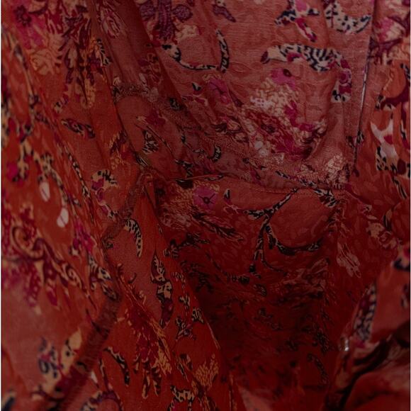 NWT Isabel Marant Etoile Baikal Floral Wrap Mini Dress in Papaya, size FR40/L - Picture 6 of 11